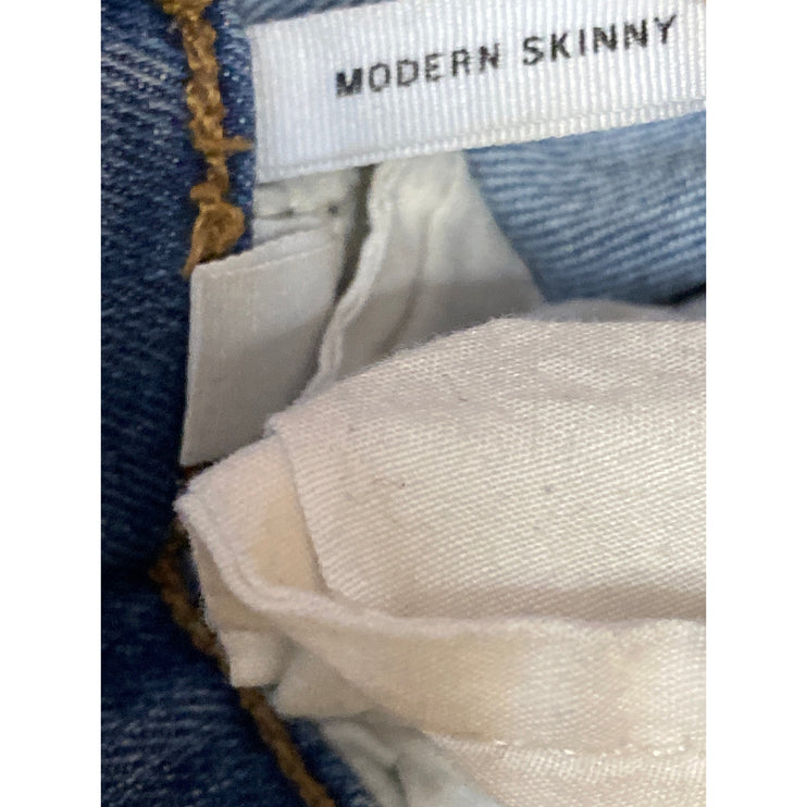 Loft Blue Side Striped Ripped Distressed High Rise Skinny Denim Jeans Pants Sz 2