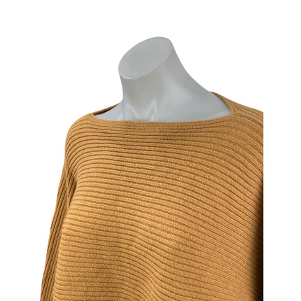 Open Edit Women's Brown Wool Boat Neck Long Sleeve Crop Sweatshirt Sweater Top L