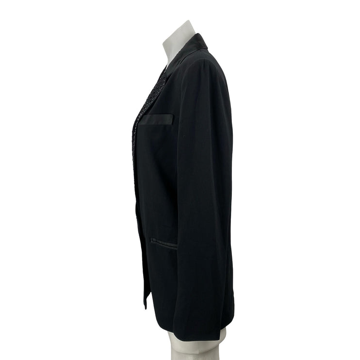 NEW Pearl GEORGINA CHAPMAN of marchesa Black Rhinestone Blazer Coat Jacket 10