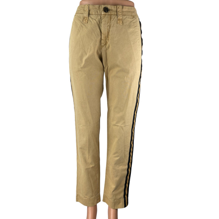 Zadig & Voltaire Women's Khaki Tan Side Stripe Straight Trousers Pants Size 34