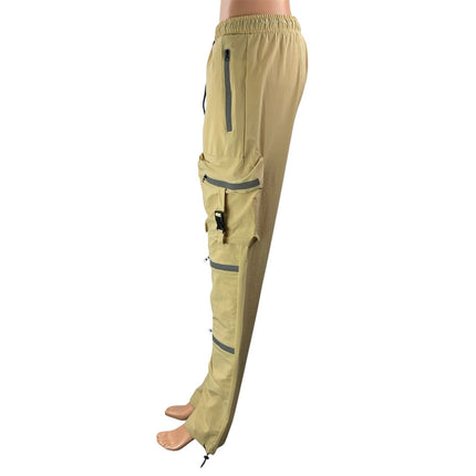 NEW Forever 21 Men's Khaki Tan Multi Zip Pocket Utility Cargo Jogger Pants Sz L
