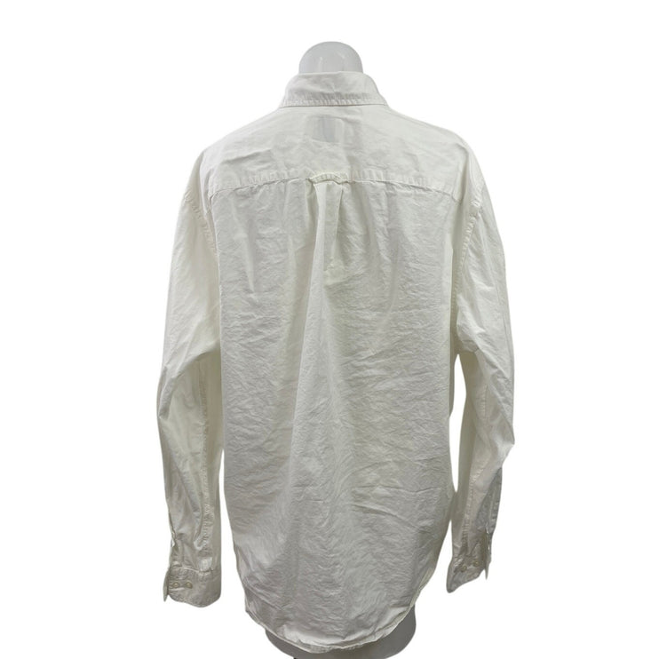 Gap Women's White Cotton Pocket Relaxed Long Sleeve Button Down Shirt Size L