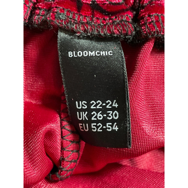 Bloomchic Women's Floral Velvet Velour High Rise Mini Flare A-Line Skirt 22/24