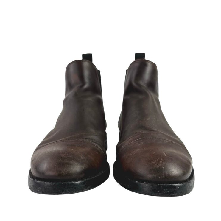 Cole Haan Men's Brown Leather Cap Toe Waterproof Slip On Ankle Boots Size 7.5