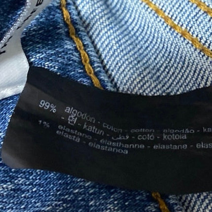 Zara The Dreed Flare Blue High Rise Medium Wash Raw Hem Crop Denim Jeans Size 4