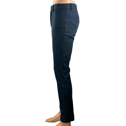 Penguin Men's Navy Blue Mid Rise Slim Fit Tapered Stretch Trousers Pants 29x32