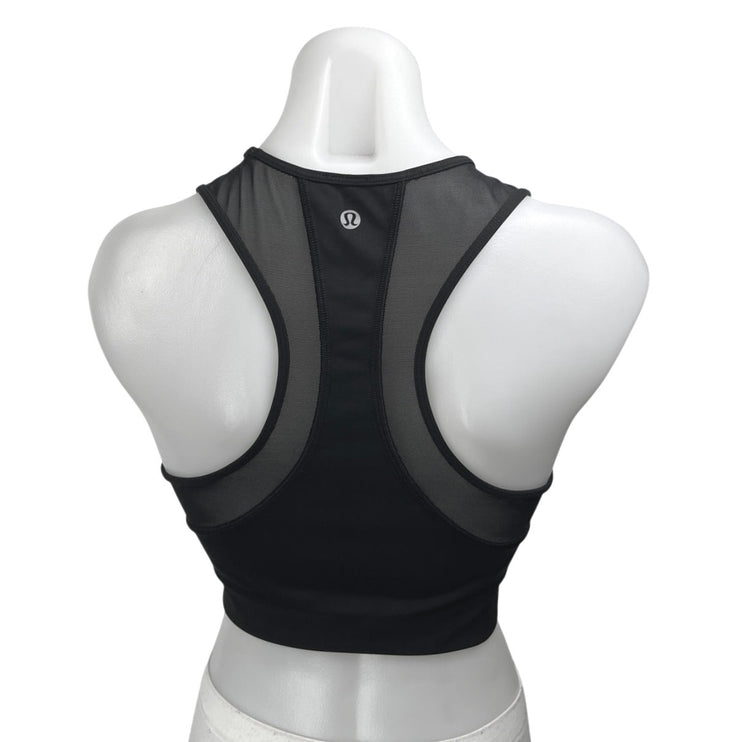 Lululemon Soul Black Mesh Sleeveless Racerback Yoga Athletic Crop Top Size M