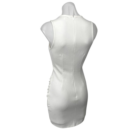 Superdown White Sleeveless Plunge V-neck Ruched Mini Fitted Bodycon Dress Size S