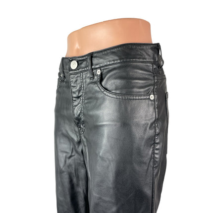 Express Women's Black Faux Vegan Leather High Rise Straight Trouser Pants Size 4