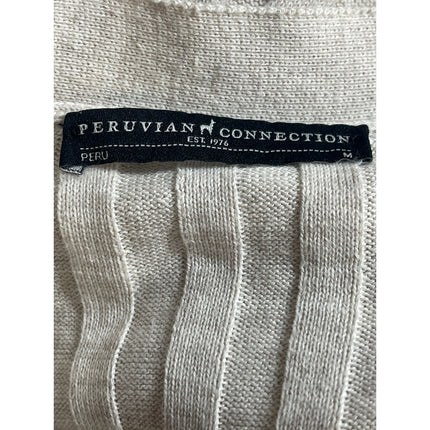 Peruvian Connection Beige Ribbed Midi Bodycon Long Cardigan & Tank Dress Set M