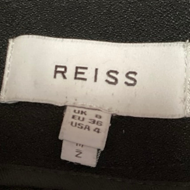 Reiss Women's Black High Waisted Tie Waist Cropped Tapered Trouser Pants Size 4