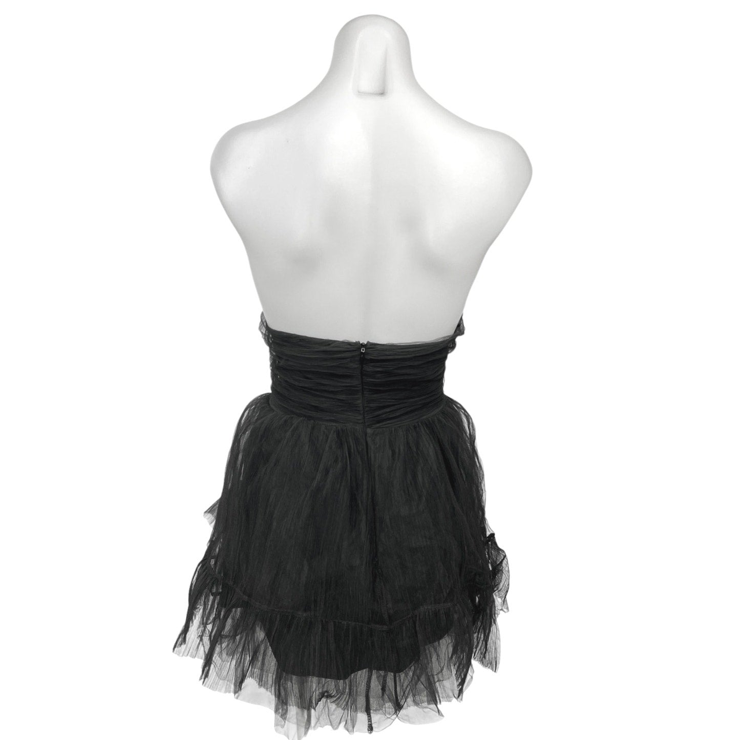 Bershka Black Tulle Ruffle Strapless Fit & Flare Mini Cocktail Tube Dress Size L Bershka Black Tulle Ruffle Strapless Fit & Flare Mini Cocktail Tube Dress Size L