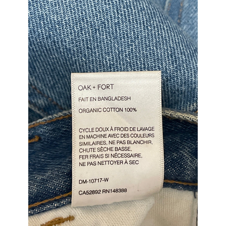 Oak + Fort Womens Blue High Waisted Straight Wide Leg Cargo Denim Jeans Pants 26
