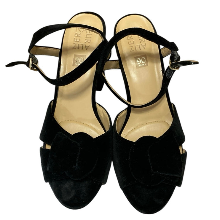 Naturalizer Adelle Women's Black Open Toe Ankle Strap Block Heels Sandals Sz 10