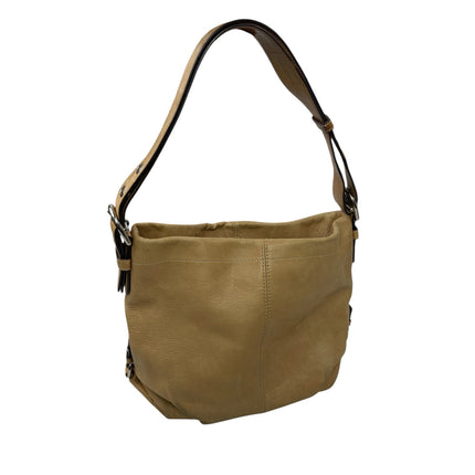 Coach F15064 Beige 2 Way Leather Crossbody Shoulder Strap Purse Tote Handbag OS