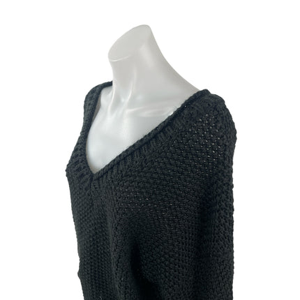 Etophe Studios Women's Black Long Sleeve V Neck Knit Pullover Sweater Top XL