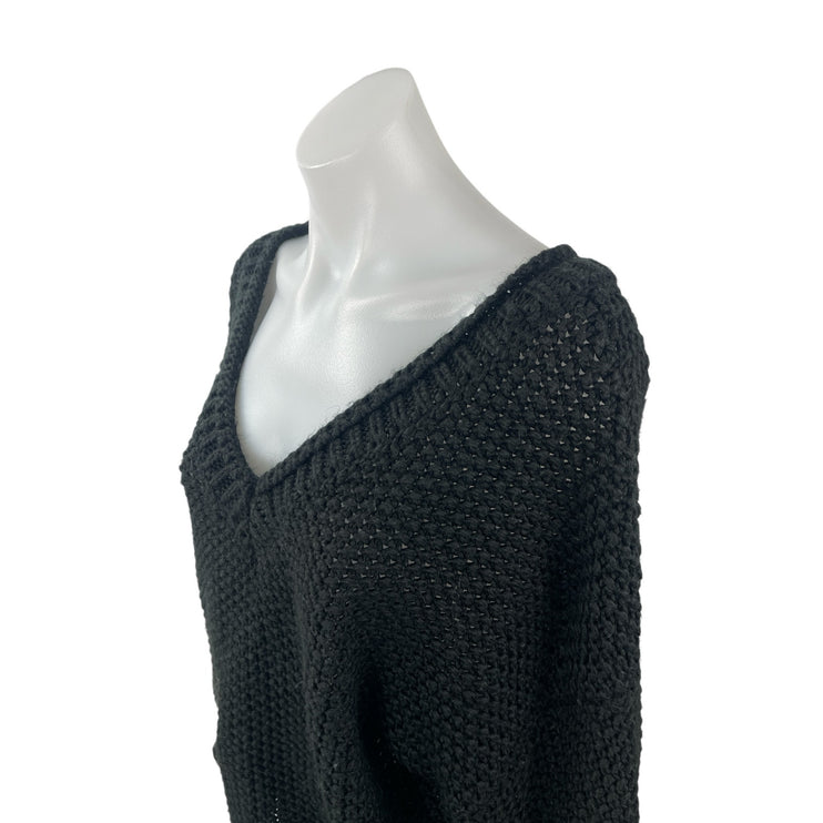Etophe Studios Women's Black Long Sleeve V Neck Knit Pullover Sweater Top XL