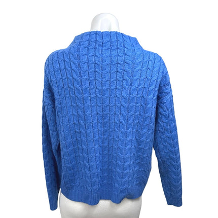 MNG Mango Blue Cable Knit Funnel Neck Long Sleeve Sweatshirt Sweater Top Size S