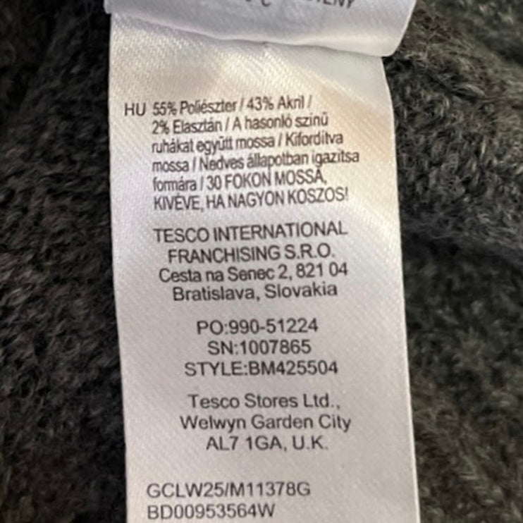 NEW F&F Women's Gray White Striped Knit Long Sleeve Turtleneck Sweater Top Sz M