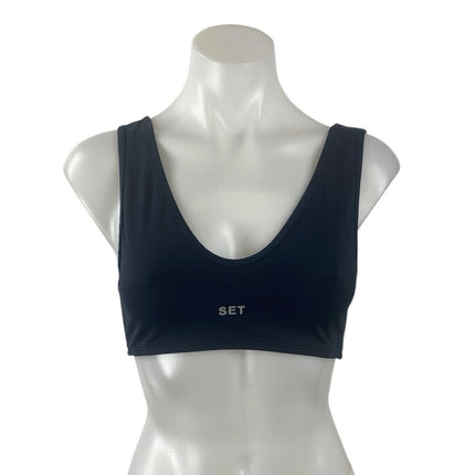 Set Active Black Backless Gym Yoga Workout Athletic Sports Bra Crop Top Size S