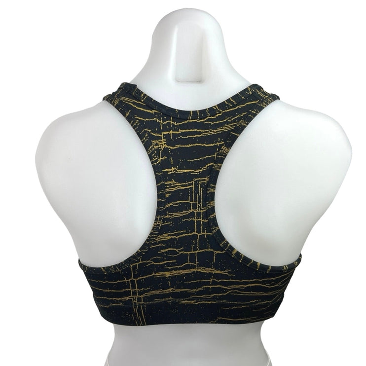 Nike Black Metallic Gold Logo Scoop Neck Racerback Athletic Sports Bra Size M