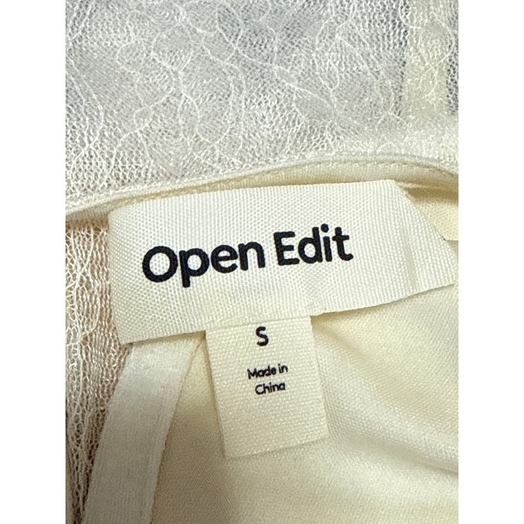 Open Edit Cream Lace Semi Sheer Sleeveless Bustier Corset Cami Tank Top Size S