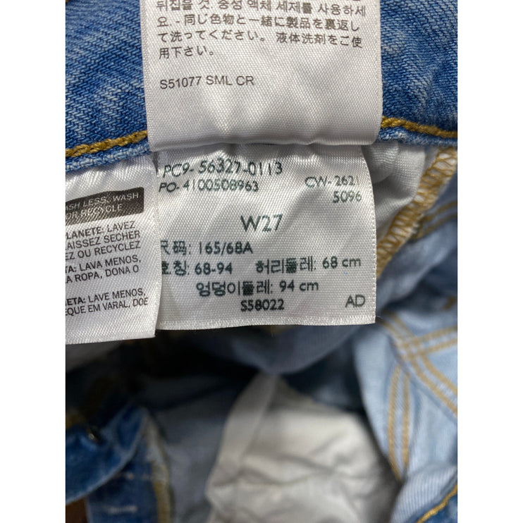 Levi's 501 Women's Blue High Waisted Frayed Raw Hem Denim Jeans Shorts Size 27