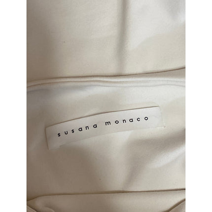 Susana Monaco Women's White High Neck Long Sleeve Crop Tee T-Shirt Top Size S
