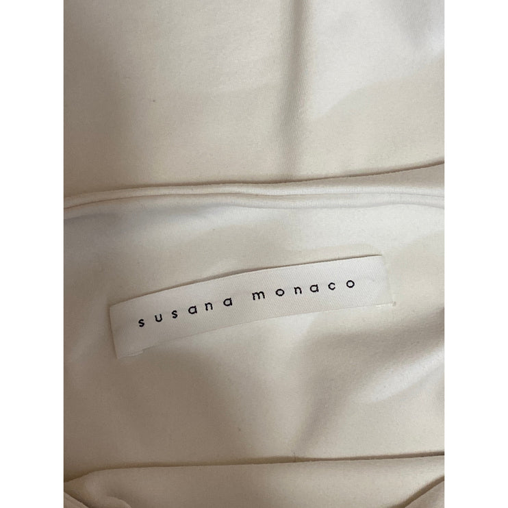 Susana Monaco Women's White High Neck Long Sleeve Crop Tee T-Shirt Top Size S