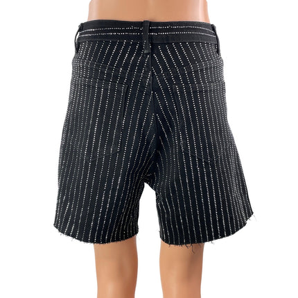 RUTA Market Women's Black Rhinestone Cut Off Raw Hem Bermuda Shorts Size 6