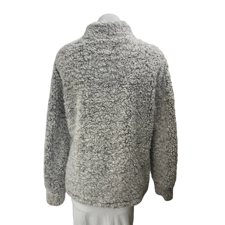 Weatherproof Vintage Women's Gray Quarter Zip Teddy Long Sleeve Sweater Top M