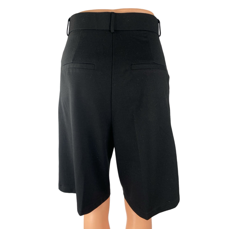 CGL Women's Black High Rise Straight Wide Leg Walking Mom Bermuda Shorts Size S