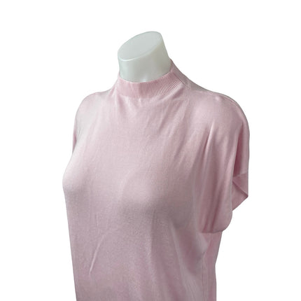 Zara Basic Drape Women's Pink Short Sleeve Mock Neck T-Shirt Tunic Blouse Top L