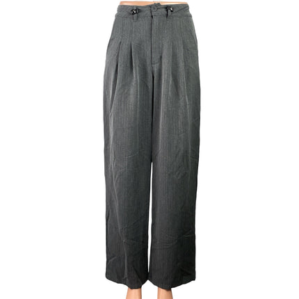 Disturbia Gray Herrongbone Pleated High Waist Wide Leg Trousers Dress Pants Sz 2