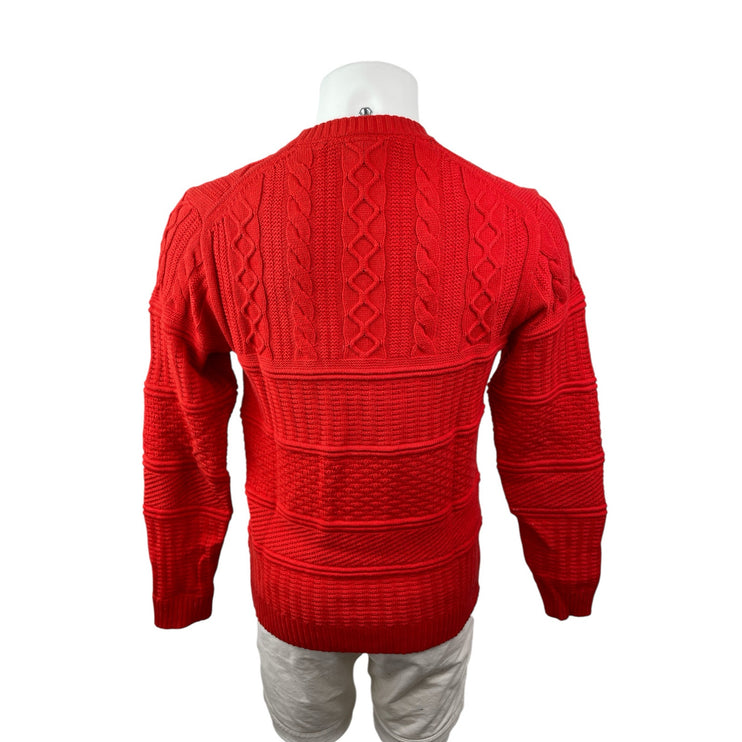 Ted Baker Men's Red Cable Knit Long Sleeve Crew Neck Cozy Sweater Top Size S