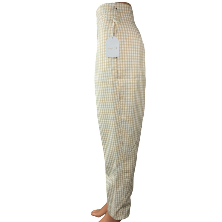 NEW Song of Style Yellow White Gingham High Rise Wide Leg Casual Pants Size L