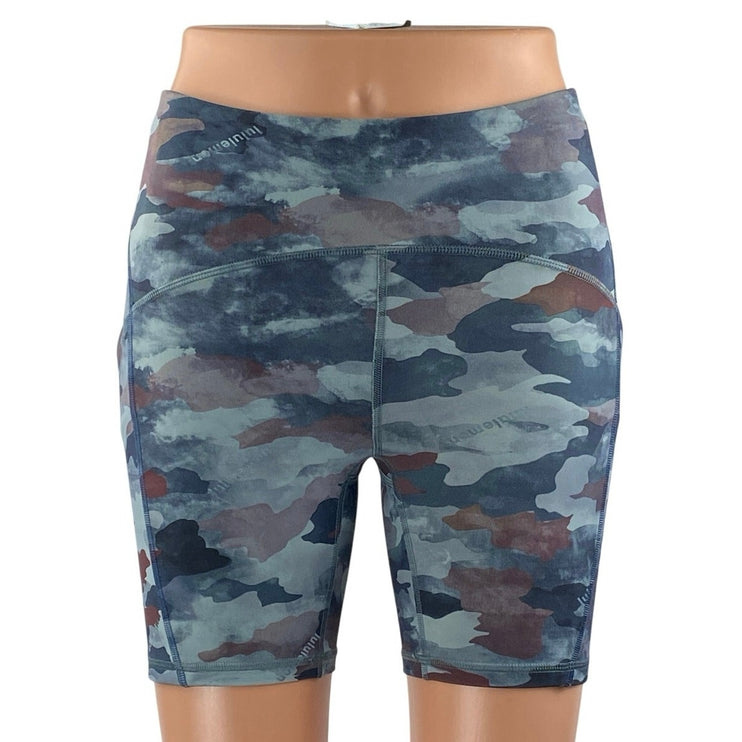 Lululemon Women's Camo Camouflage Mid Rise Yoga Workout Athletic Biker Shorts S