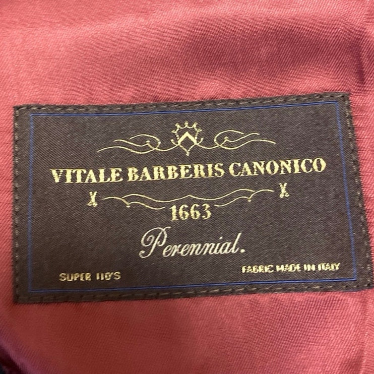 Vitale Barberis Canonico Lazio Black Wool Long Sleeve Slim Blazer Jacket Size S