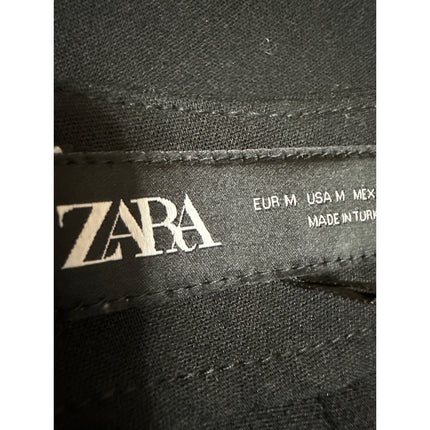 Zara Black Buckle Strap High Waisted Pleated A Line Mini Skort Skirt Size M