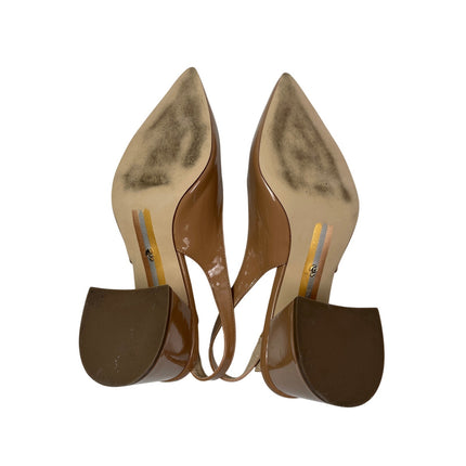 Sam Edelman Petra Women's Tan Pointed Patent Leather Pump Slingback Heels Size 7