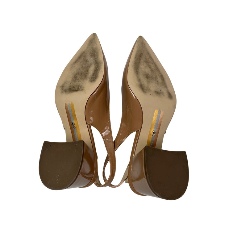 Sam Edelman Petra Women's Tan Pointed Patent Leather Pump Slingback Heels Size 7