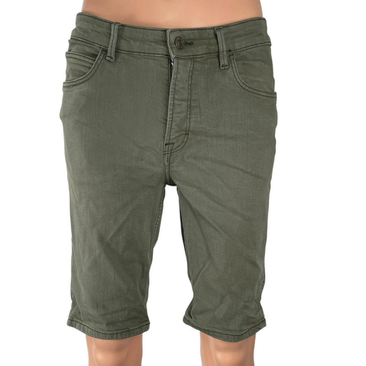MNG Mango Mens Green High Rise Slim Casual Lounge Summer Bermuda Denim Shorts 30