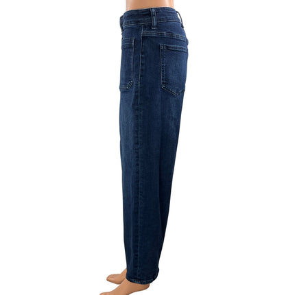 Quince Women's Blue High Waisted Wide Leg Baggy Cropped Denim Jeans Size 27