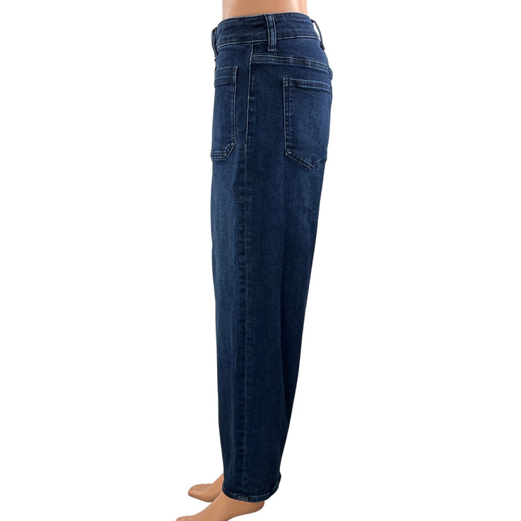 Quince Women's Blue High Waisted Wide Leg Baggy Cropped Denim Jeans Size 27