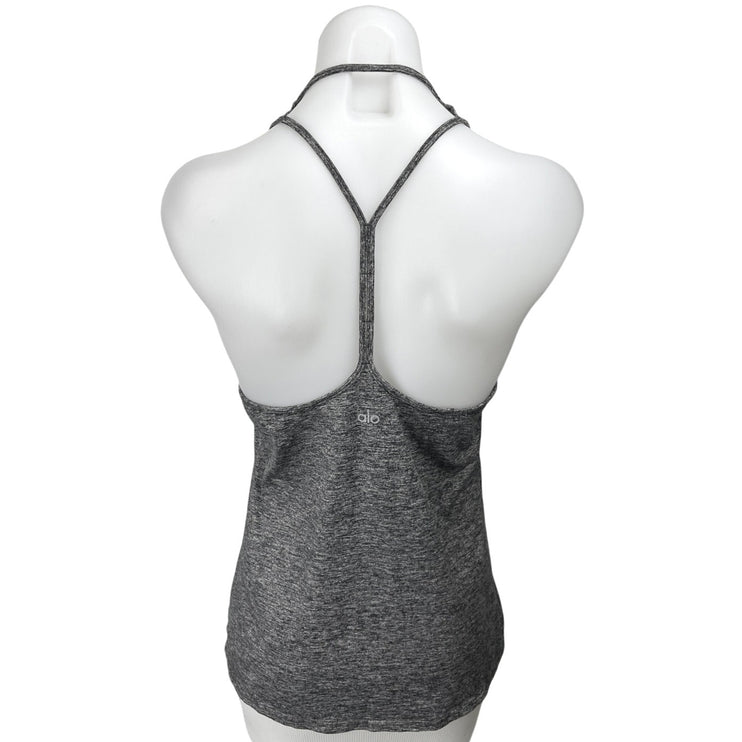 Alo Yoga Heather Gray Halter Sleeveless Y-Strap Athletic Workout Gym Tank Top M