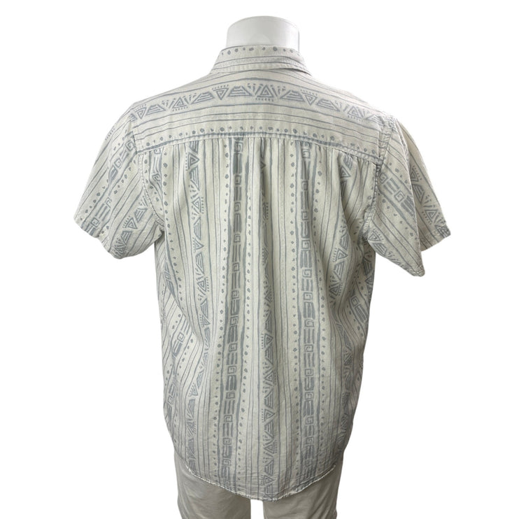 Rip Curl Men's White Aztec Short Sleeve Chest Pocket Button Down Camp Shirt L