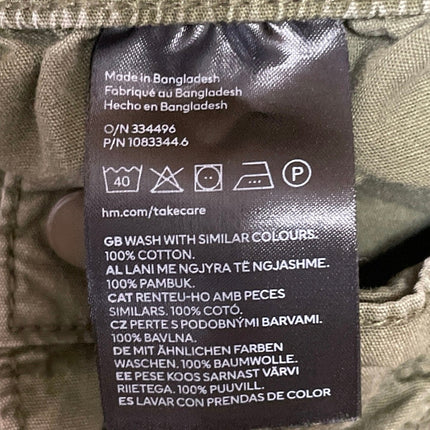 H&M Women's Olive Green High Rise Wide Leg Baggy Cargo Trousers Pants Size 8