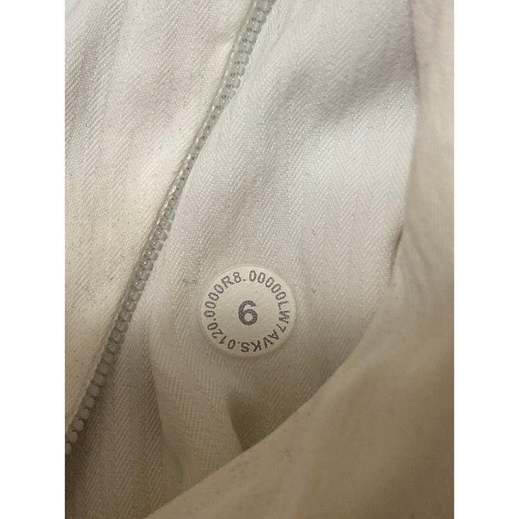 Lululemon Track That White Elastic Waist Mid-Rise Activewear Running Shorts Sz 6