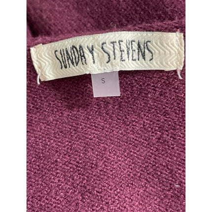Sunday Stevens Women's Red Maroon V Neck Long Sleeve Cropped Sweater Top Size S