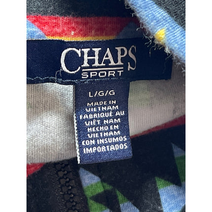 Chaps Sport Men's Blue Aztec Tribal Quarter Zip Long Sleeve Sweater Top Size L